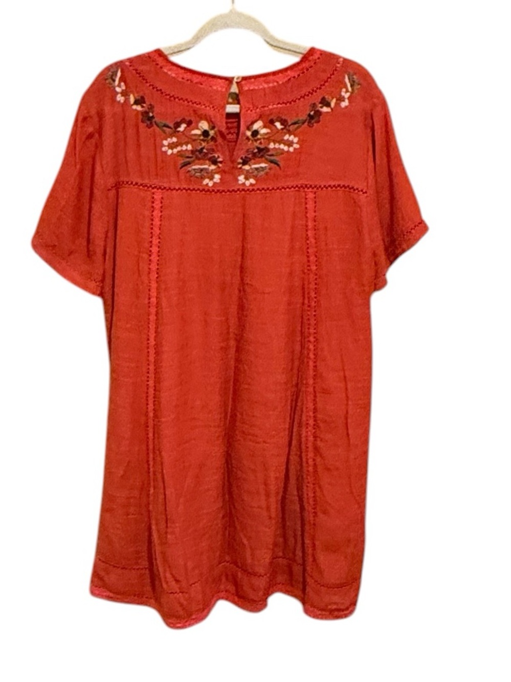 NWOT Umgee Rust Red Embroidered Short Sleeve Dress/Tunic - Picture 5 of 5